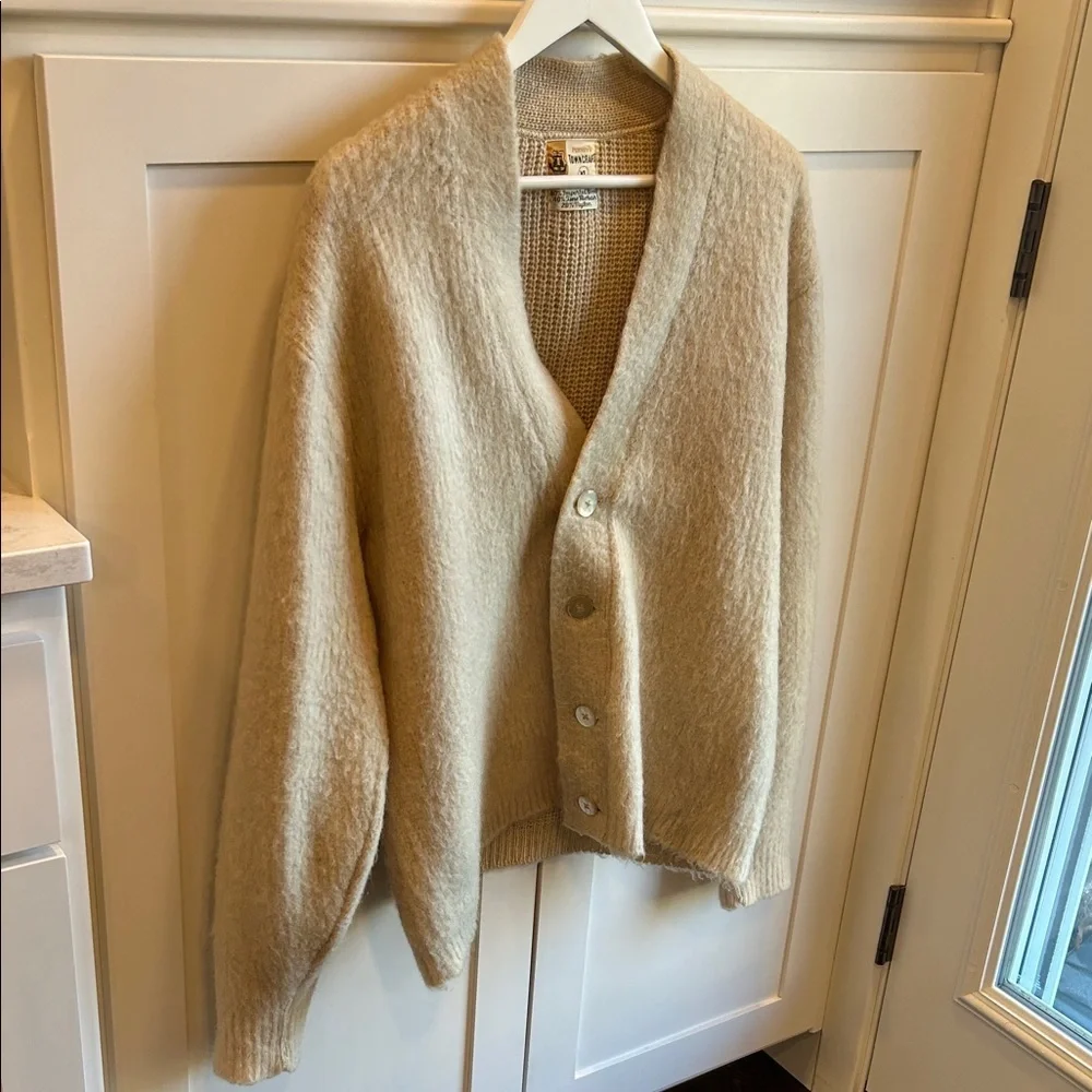 VTG Penney’s Towncraft Women’s Cream Cardigan Wool Mohair Cobain Sweater XL